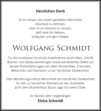 Traueranzeige von Wolfgang Schmidt von Märkische Oderzeitung