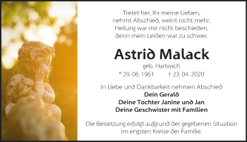 Traueranzeige von Astrid Malack von Märkische Oderzeitung