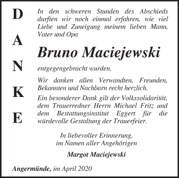 Traueranzeige von Bruno Maciejewski von Märkische Oderzeitung