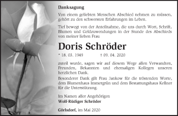 Traueranzeige von Doris Schröder von Märkische Oderzeitung