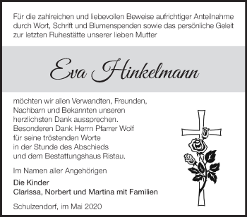 Traueranzeige von Eva Hinkelmann von Märkische Oderzeitung