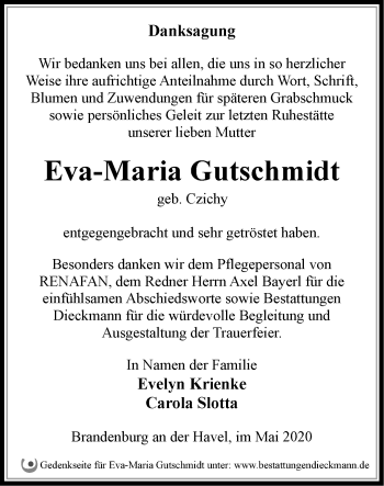 Traueranzeige von Eva-Maria Gutschmidt von Märkische Oderzeitung