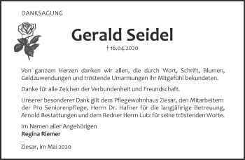 Traueranzeige von Gerald Seidel von Märkische Oderzeitung