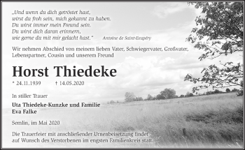 Traueranzeige von Horst Thiedeke von Märkische Oderzeitung