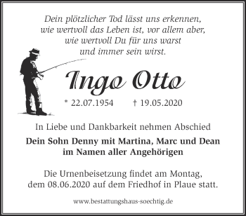 Traueranzeige von Ingo Otto von Märkische Oderzeitung