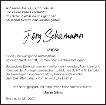 Traueranzeige von Jörg Schümann von Märkische Oderzeitung