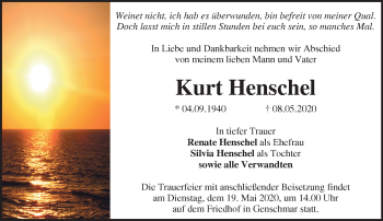 Traueranzeige von Kurt Henschel von Märkische Oderzeitung