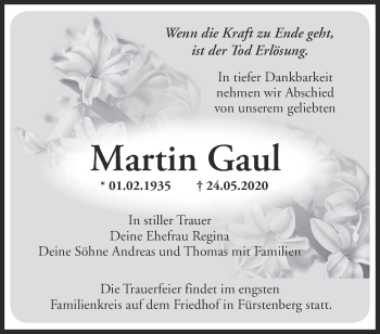 Traueranzeige von Martin Gaul von Märkische Oderzeitung