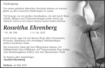 Traueranzeige von Roswitha Ehrenberg von Märkische Oderzeitung