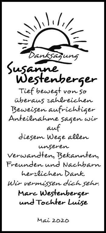 Traueranzeige von Susanne Westenberger von Märkische Oderzeitung