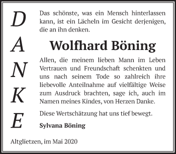 Traueranzeige von Wolfhard Böning von Märkische Oderzeitung