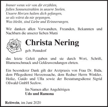 Traueranzeige von Christa Nering von Märkische Oderzeitung