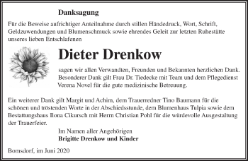 Traueranzeige von Dieter Drenkow von Märkische Oderzeitung