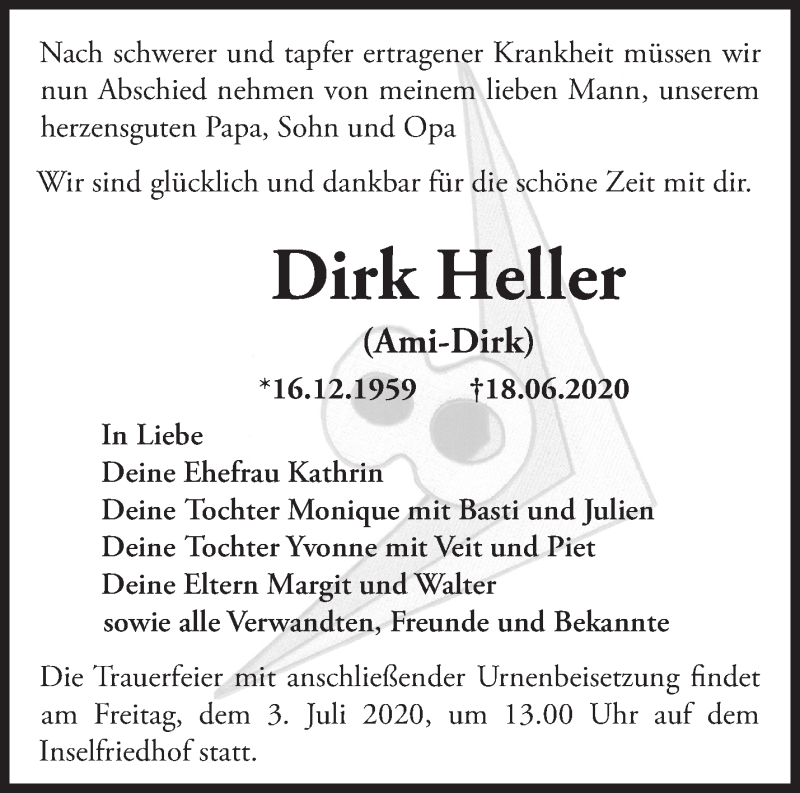  Traueranzeige für Dirk Heller vom 27.06.2020 aus Märkische Oderzeitung