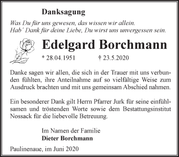 Traueranzeige von Edelgard Borchmann von Märkische Oderzeitung