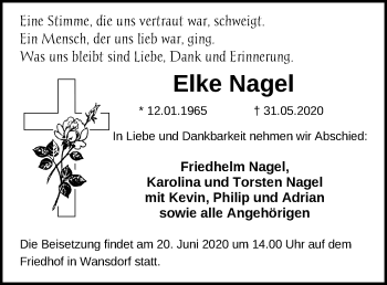 Traueranzeige von Elke Nagel von Märkische Oderzeitung