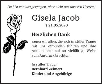 Traueranzeige von Gisela Jacob von Märkische Oderzeitung