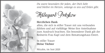 Traueranzeige von Hildegard Pritzkow von Märkische Oderzeitung
