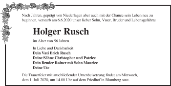 Traueranzeige von Holger Rusch von Märkische Oderzeitung