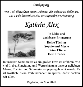 Traueranzeige von Kathrin Alex von Märkische Oderzeitung