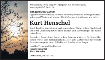 Traueranzeige von Kurt Henschel von Märkische Oderzeitung