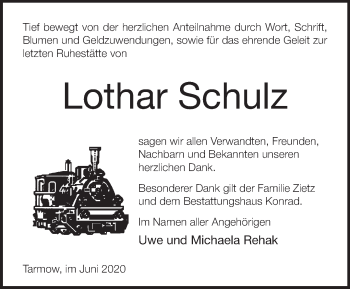 Traueranzeige von Lothar Schulz von Märkische Oderzeitung