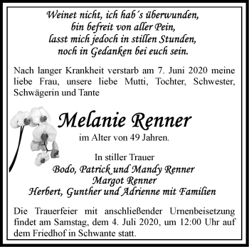 Traueranzeige von Melanie Renner von Märkische Oderzeitung