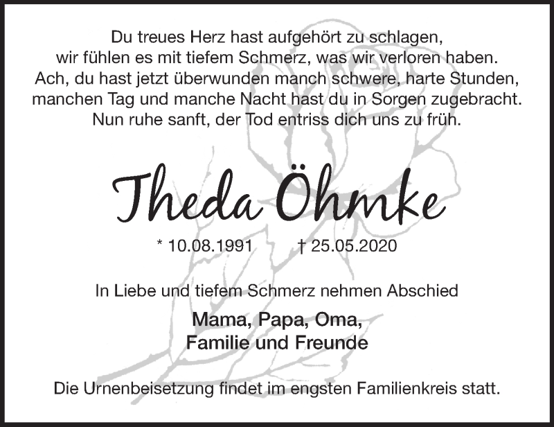  Traueranzeige für Theda Öhmke vom 20.06.2020 aus Märkische Oderzeitung