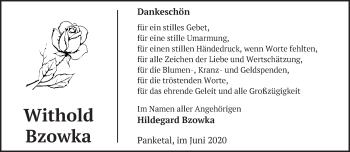 Traueranzeige von Withold Bzowka von Märkische Oderzeitung