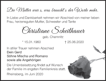 Traueranzeige von Christiane Scheithauer von Märkische Oderzeitung