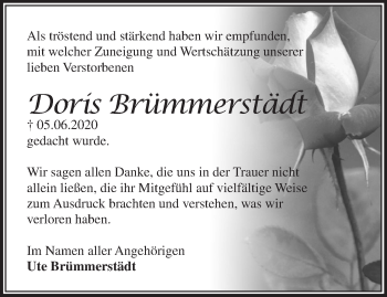 Traueranzeige von Doris Brümmerstädt von Märkische Oderzeitung