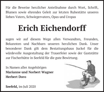 Traueranzeige von Erich Eichendorff von Märkische Oderzeitung