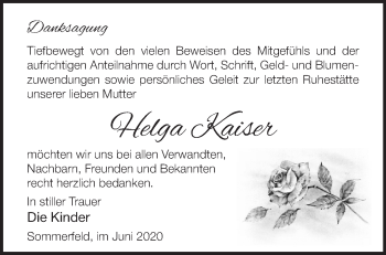 Traueranzeige von Helga Kaiser von Märkische Oderzeitung