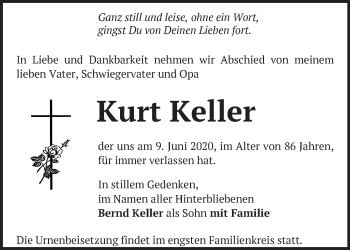 Traueranzeige von Kurt Keller von Märkische Oderzeitung