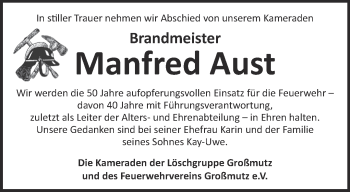 Traueranzeige von Manfred Aust von Märkische Oderzeitung