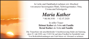 Traueranzeige von Maria Kather von Märkische Oderzeitung