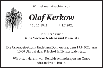 Traueranzeige von Olaf Kerkow von Märkische Oderzeitung