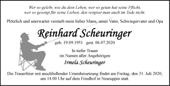 Traueranzeige von Reinhard Scheuringer von Märkische Oderzeitung