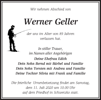 Traueranzeige von Werner Geller von Märkische Oderzeitung