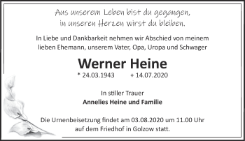 Traueranzeige von Werner Heine von Märkische Oderzeitung