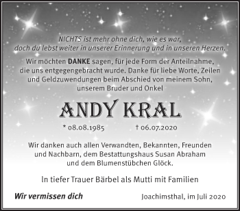 Traueranzeige von Andy Kral von Märkische Oderzeitung