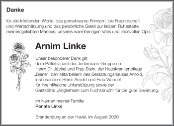 Traueranzeige von Arnim Linke von Märkische Oderzeitung