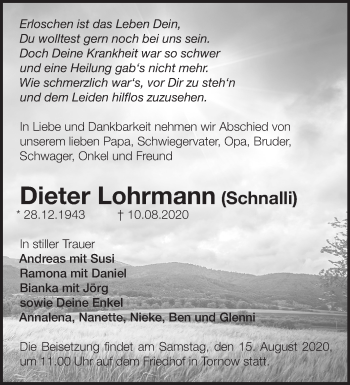 Traueranzeige von Dieter Lohrmann von Märkische Oderzeitung