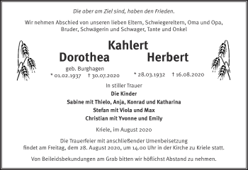 Traueranzeige von Dorothea und Herbert Kahlert von Märkische Oderzeitung