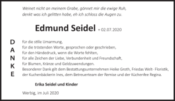 Traueranzeige von Edmund Seidel von Märkische Oderzeitung