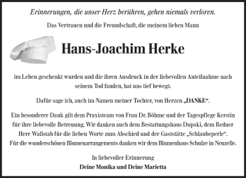 Traueranzeige von Hans-Joachim Herke von Märkische Oderzeitung