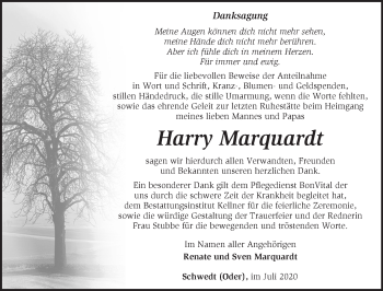 Traueranzeige von Harry Marquardt von Märkische Oderzeitung