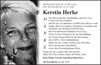 Traueranzeige von Kerstin Herke von Märkische Oderzeitung