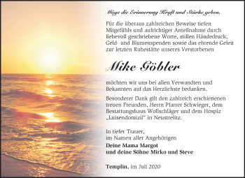 Traueranzeige von Mike Göbler von Märkische Oderzeitung