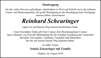 Traueranzeige von Reinhard Scheuringer von Märkische Oderzeitung